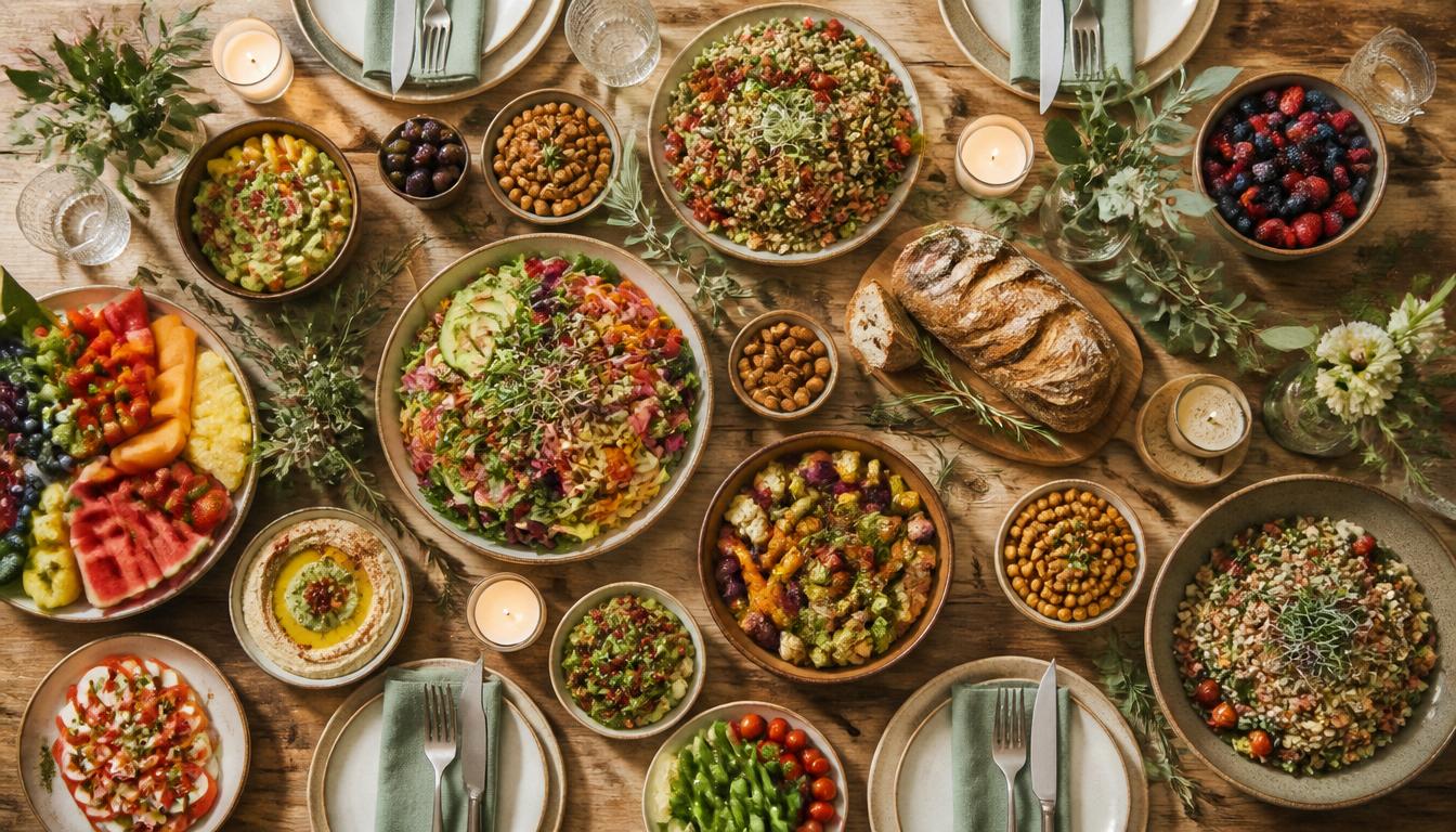 A family sharing a wholesome meal together around a dinner table